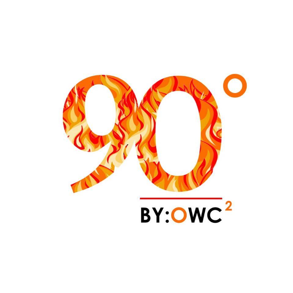 90 Degrees By Jayas Fashion's logo in orange and red